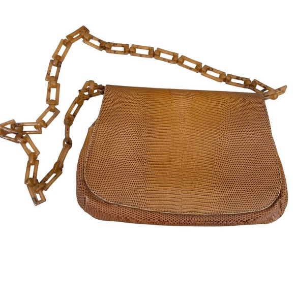 SONDRA ROBERTS VINTAGE HANDBAG Shoulder/ Crossbody w/ Tortoise Shell Chain - Picture 1 of 13